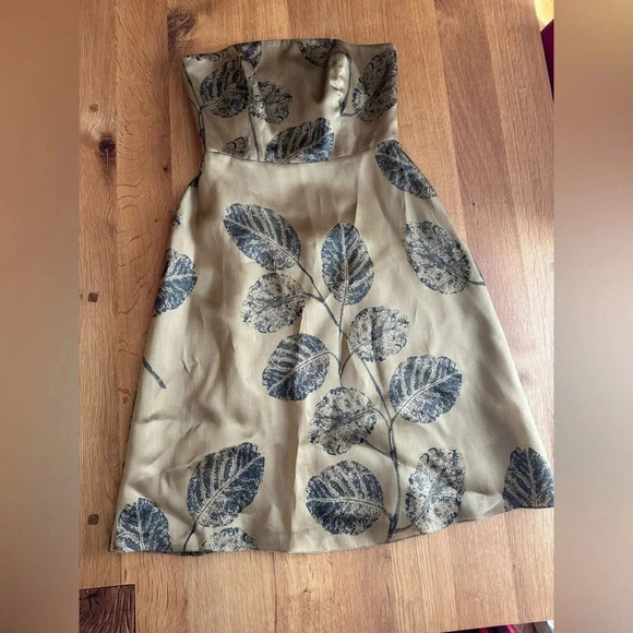 Talbots 100% Silk Gold Strapless Cocktail Dress - Size 10 - Picture 7 of 8